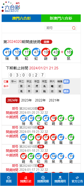 澳门开彩开奖结果历史